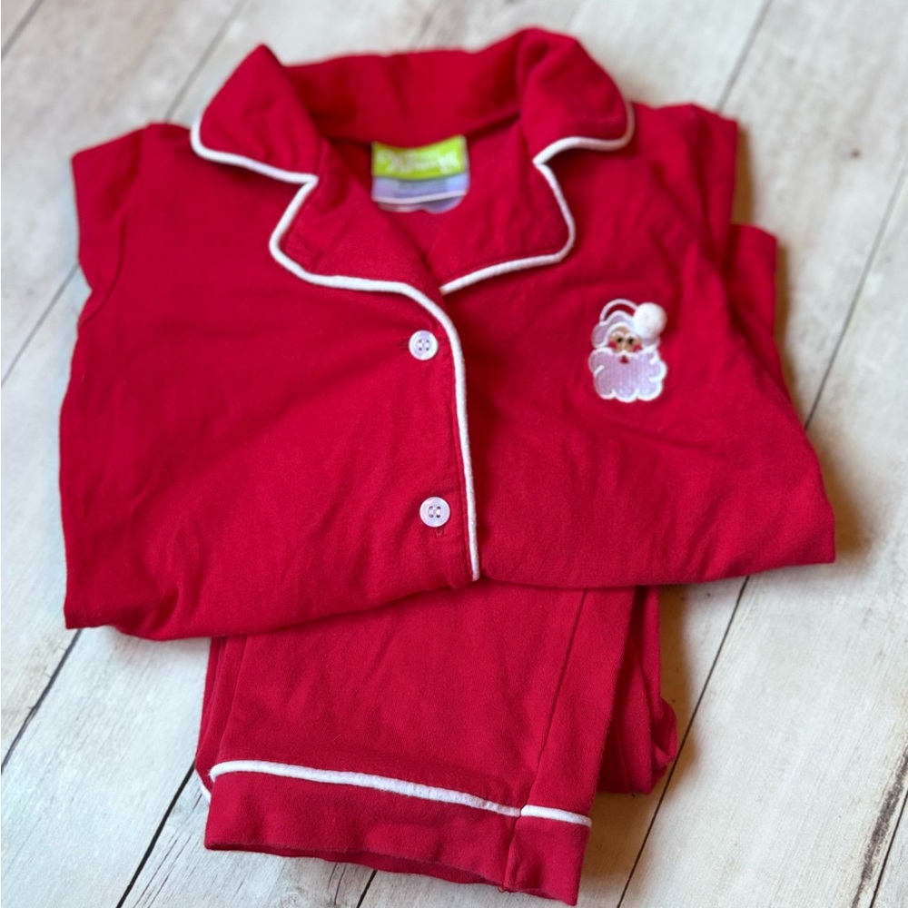 Santa Red Kids Pajamas with Embroidery
